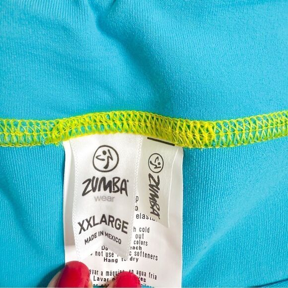 Zumba NWT! Outta-My-Space Capri Leggings Marine Blue Neon Trim Size XXL - Picture 5 of 7